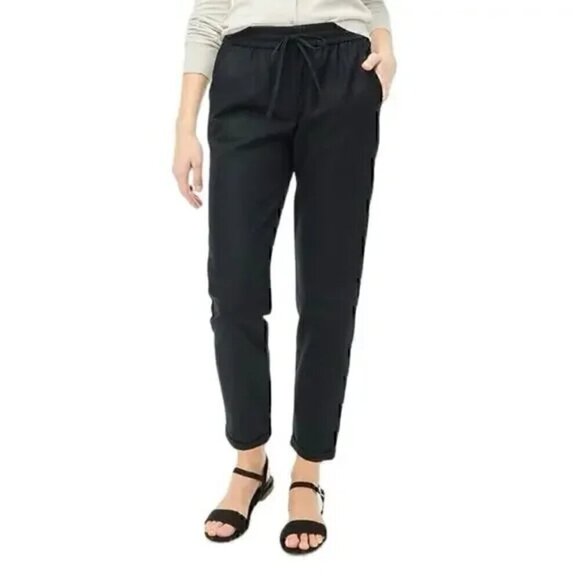 J. Crew Petite Linen Cotton Blend Drawstring Pants Green Size 12P NWT - Picture 2 of 9